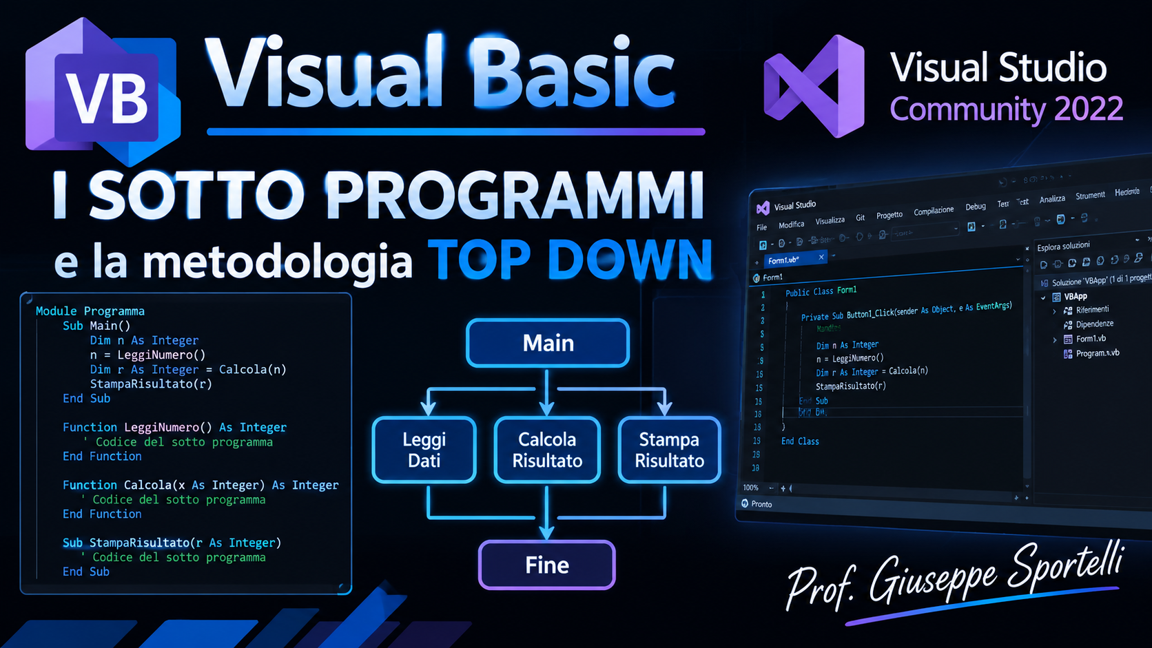 Immagine di copertina dell'articolo sulla lezione 7 i sotto programmi in Visual Basic